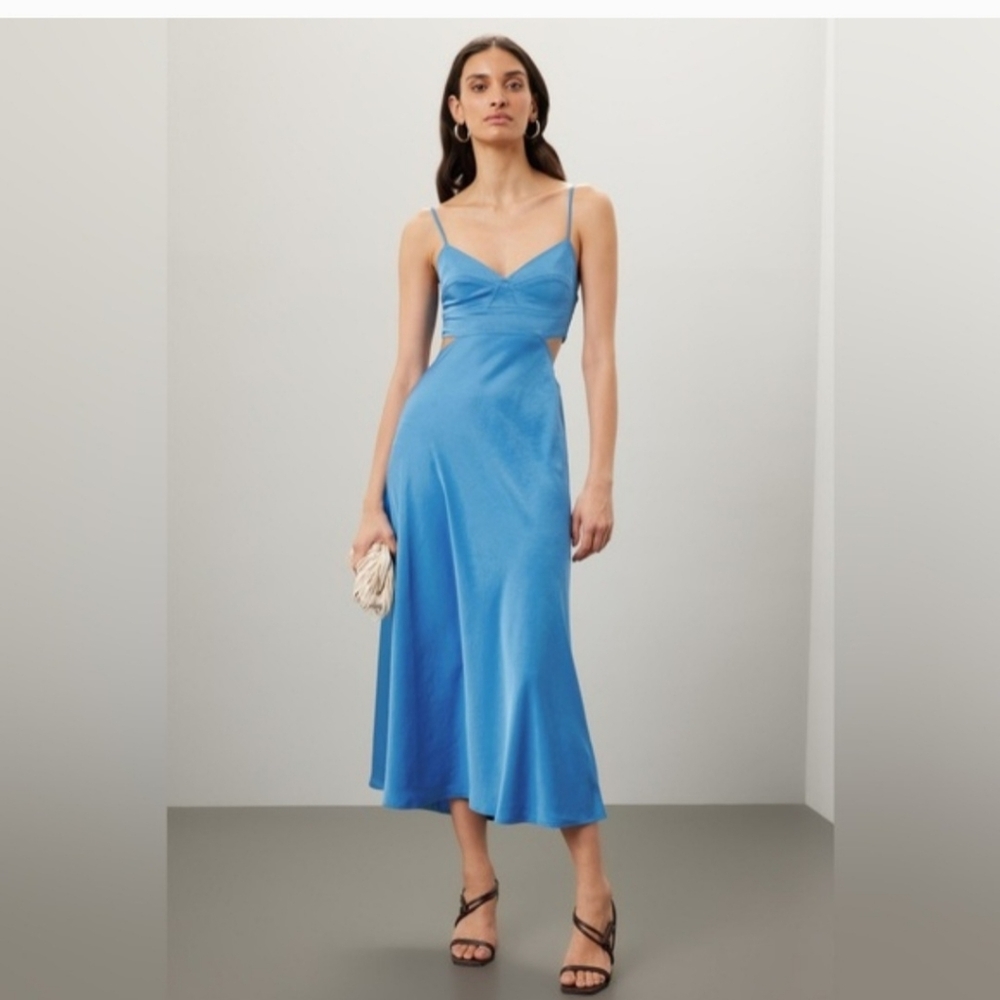 A.L.C. cinderella blue Blakely cutout open back a line midi gown dress size 10